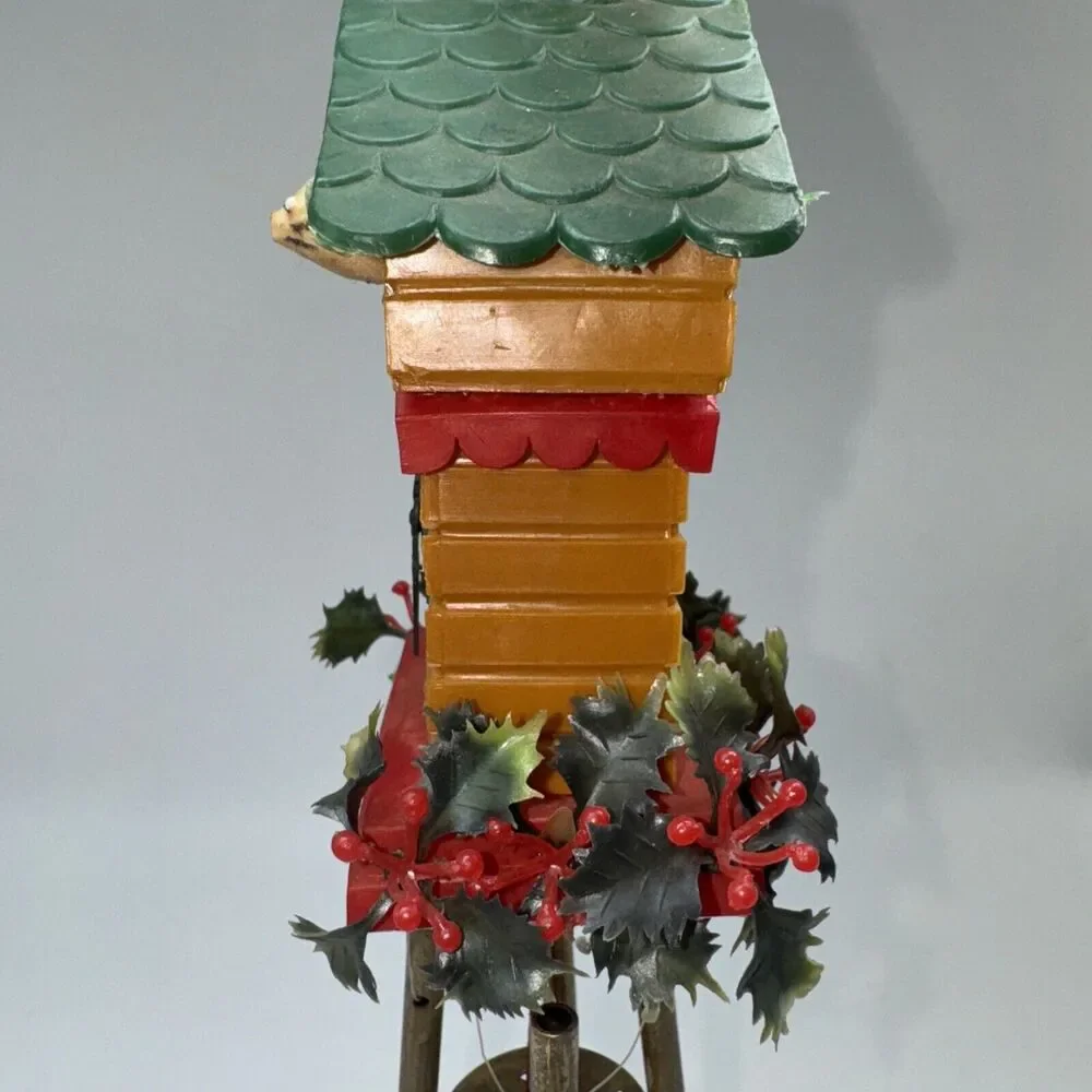 Vintage Christmas Cuckoo Clock Mouse‎ WINDCHIME Plastic KITSCHY MadeIn Hong Kong